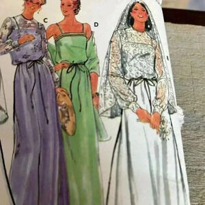 5/$25 Butterick 6514 sewing 1970 wedding gown dress pattern  size 14